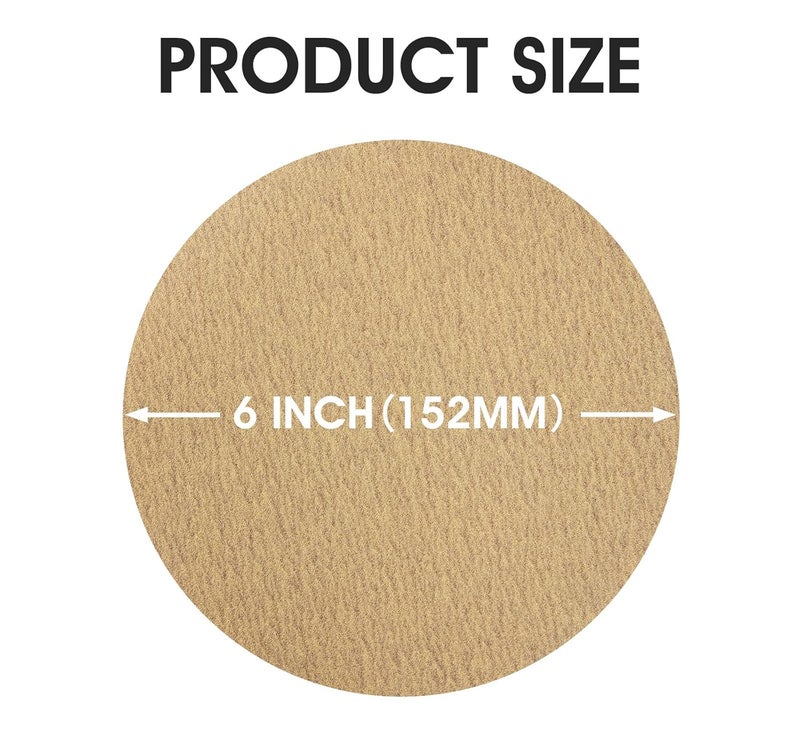 Shawya 100 PCS 6 inch PSA Sanding Discs 180 Grit Self Adhesive Sticky-Back Sandpaper for DA Sander Wood Metal Finishing Sand Papers Coarse-Cut Abrasive Sand Paper - Image 3